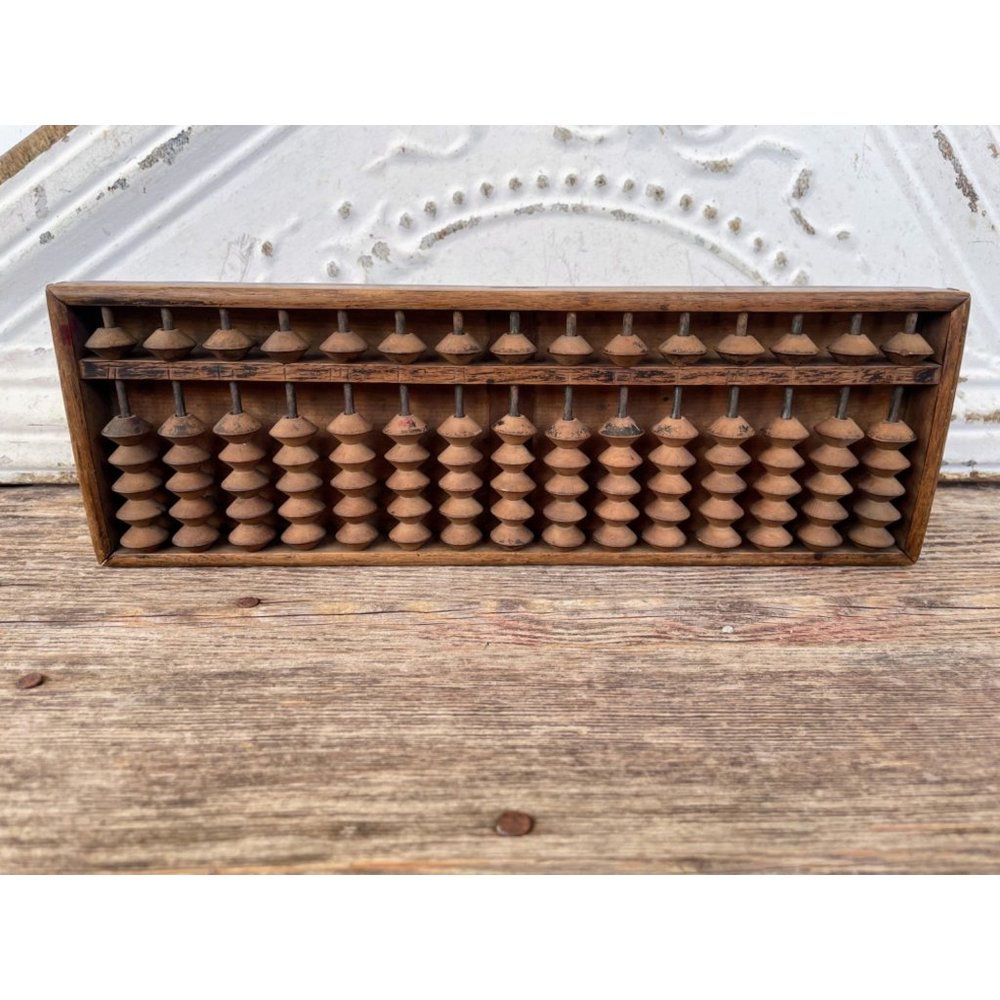 Antique Japanese Wood Abacus Calculator 15 rows 90 beads Signed